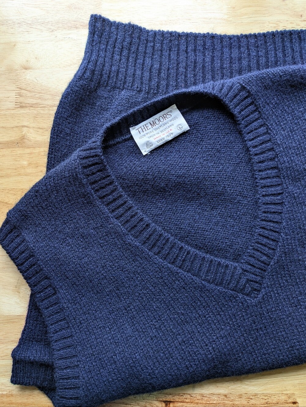 Lord Jeff Vintage Sweater Vest Shetland Wool Large Navy Blue V-Neck Grandpa 60s